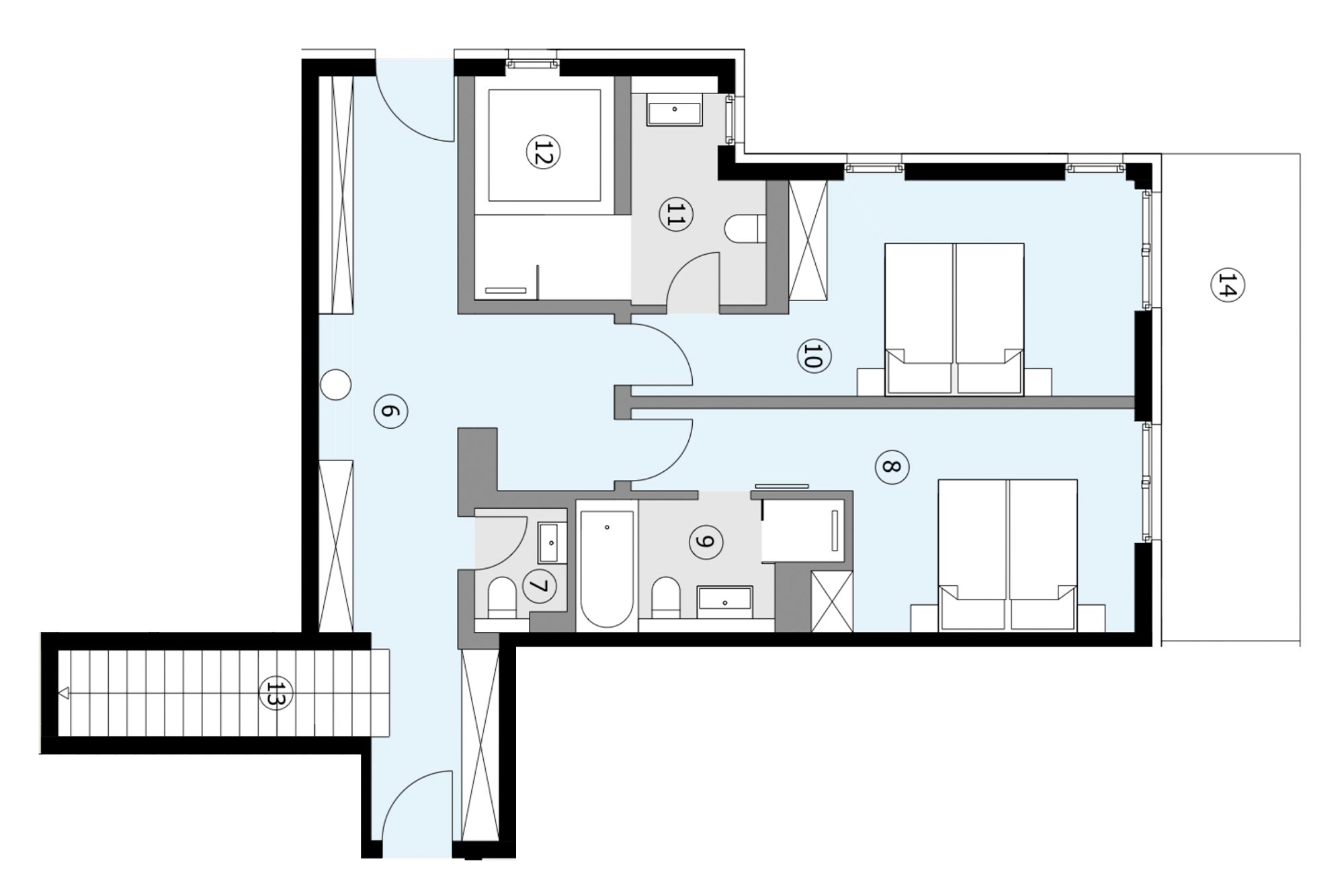 Grundriss Villa Philine Ferienwohnung Dünenquartier EG