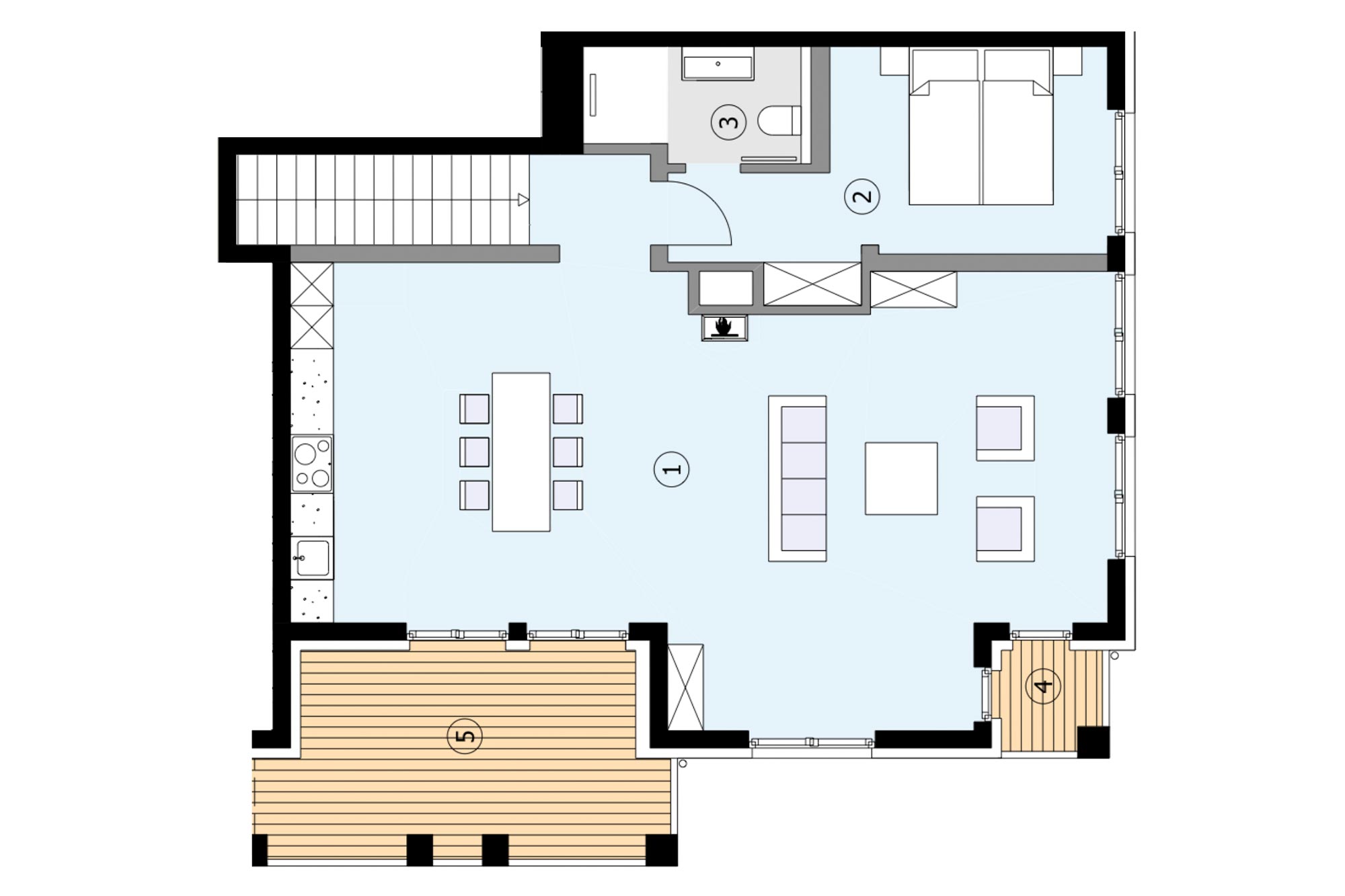 Grundriss Villa Philine Ferienwohnung Dünenquartier OG