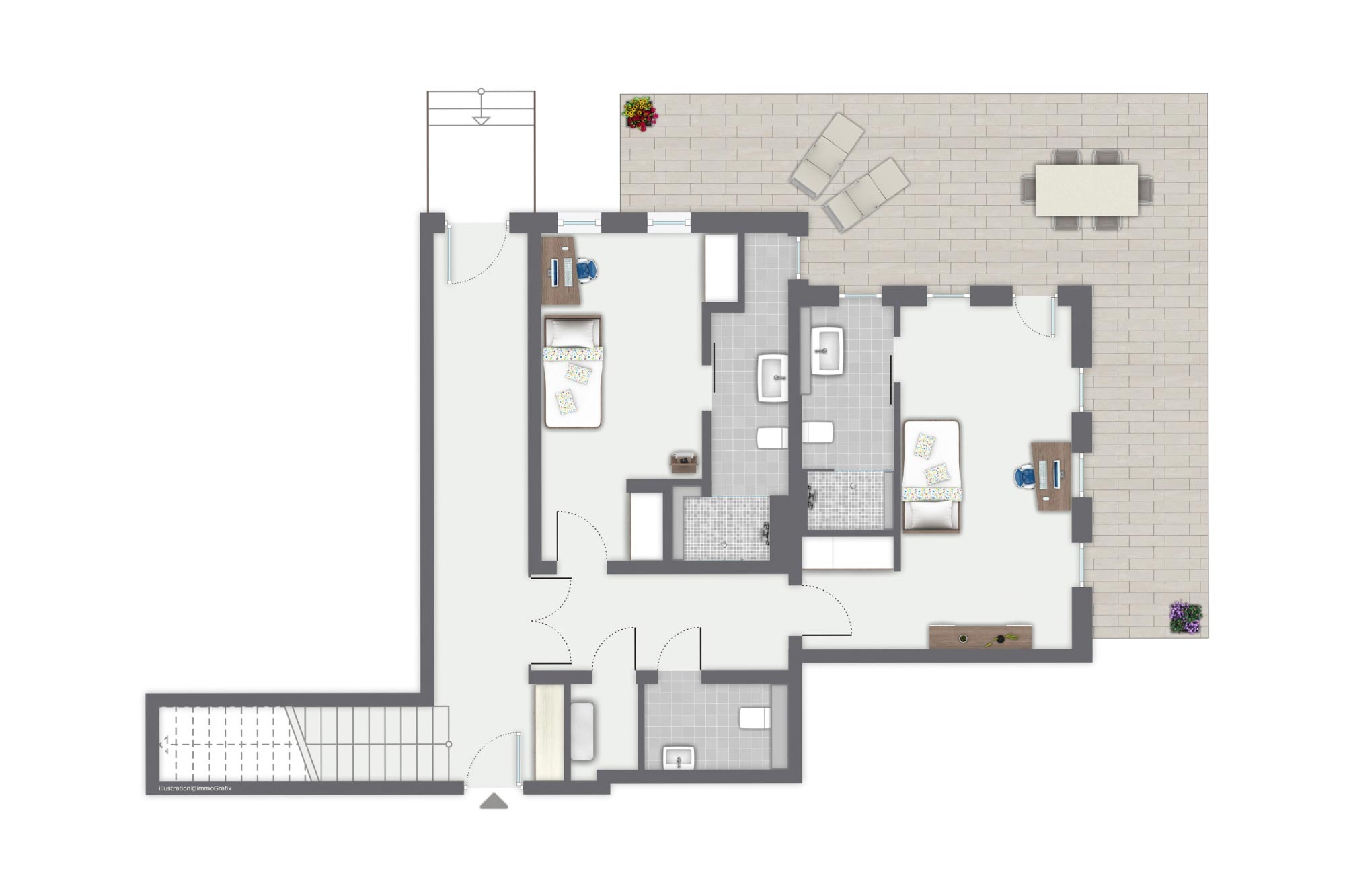 Grundriss Villa Claire Ferienwohnung Dünenloft EG